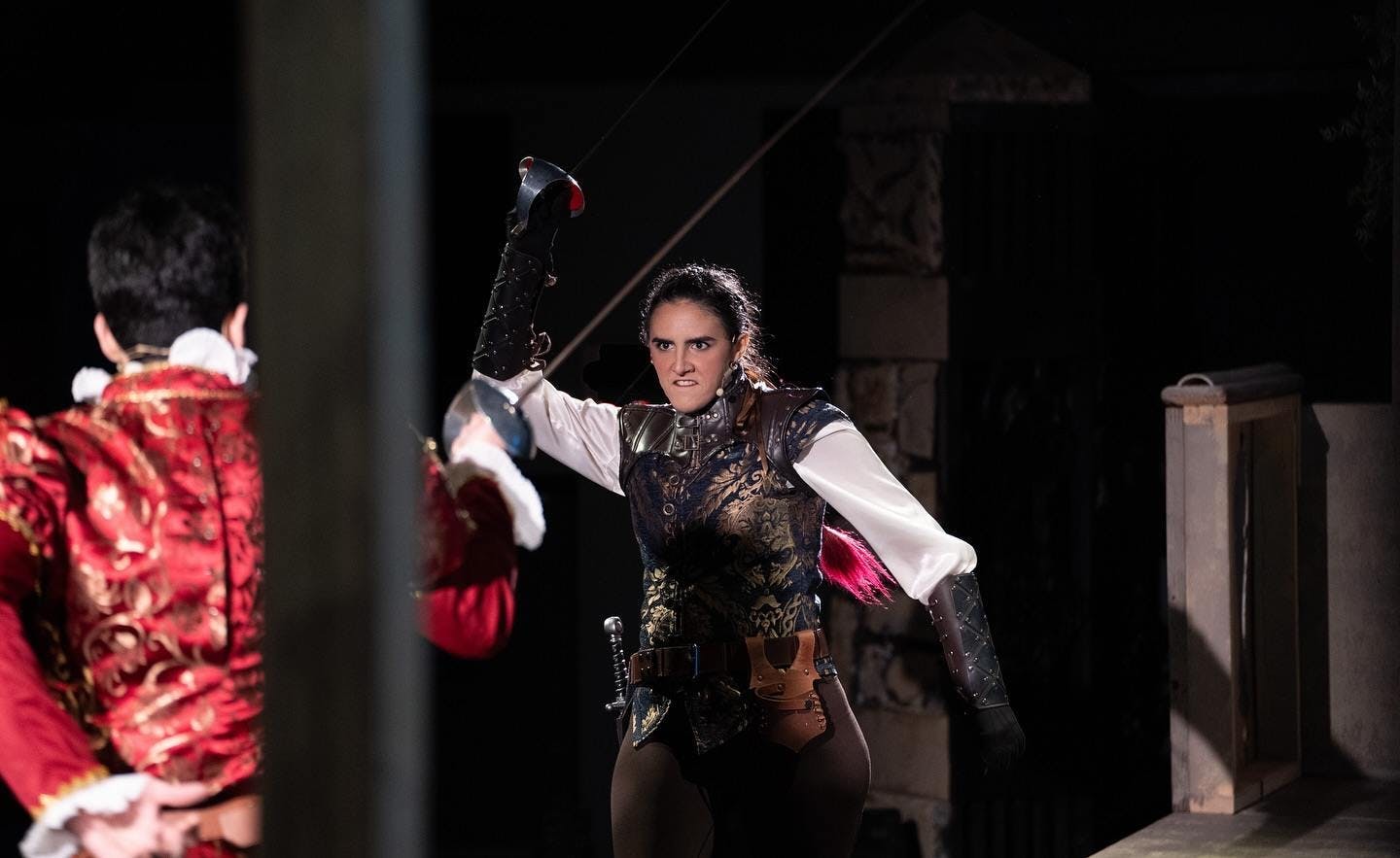 Production of Romeo and Juliet featuring a swordfight as Mercutio attacks Tybalt	